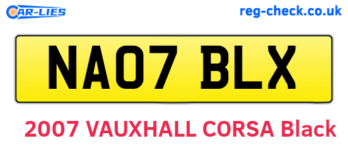 NA07BLX are the vehicle registration plates.