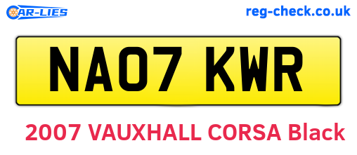 NA07KWR are the vehicle registration plates.