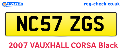 NC57ZGS are the vehicle registration plates.