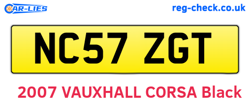 NC57ZGT are the vehicle registration plates.