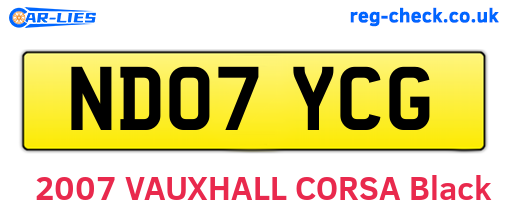 ND07YCG are the vehicle registration plates.