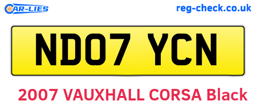 ND07YCN are the vehicle registration plates.