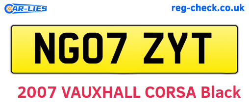 NG07ZYT are the vehicle registration plates.