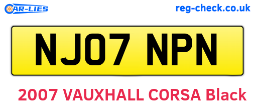 NJ07NPN are the vehicle registration plates.