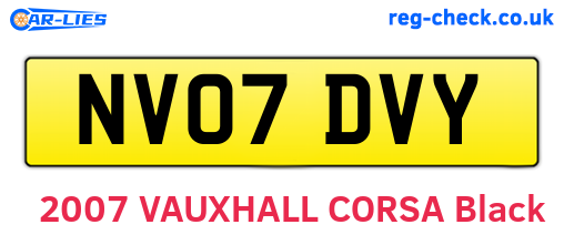 NV07DVY are the vehicle registration plates.