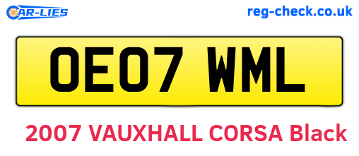 OE07WML are the vehicle registration plates.