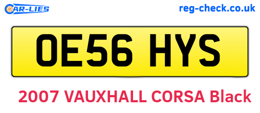 OE56HYS are the vehicle registration plates.