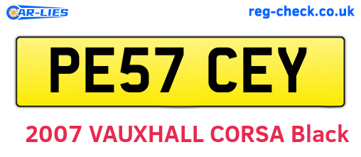 PE57CEY are the vehicle registration plates.