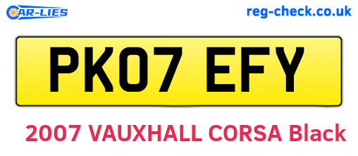 PK07EFY are the vehicle registration plates.