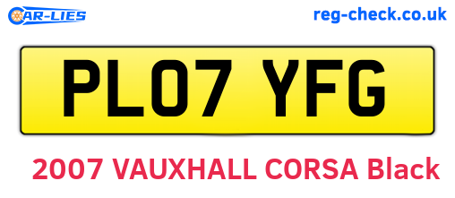 PL07YFG are the vehicle registration plates.
