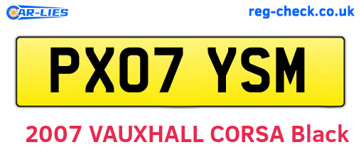 PX07YSM are the vehicle registration plates.