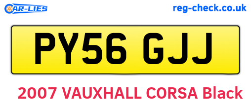 PY56GJJ are the vehicle registration plates.