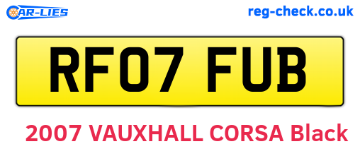 RF07FUB are the vehicle registration plates.