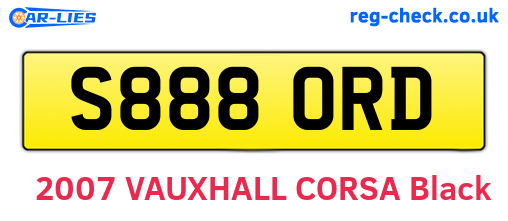 S888ORD are the vehicle registration plates.