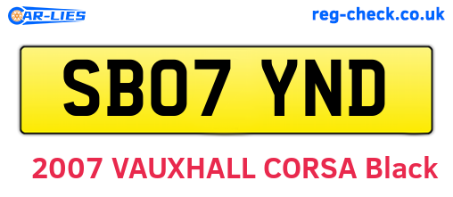 SB07YND are the vehicle registration plates.