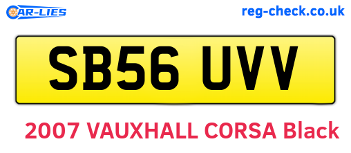 SB56UVV are the vehicle registration plates.