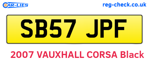 SB57JPF are the vehicle registration plates.