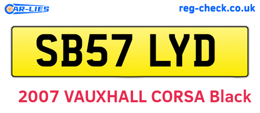 SB57LYD are the vehicle registration plates.