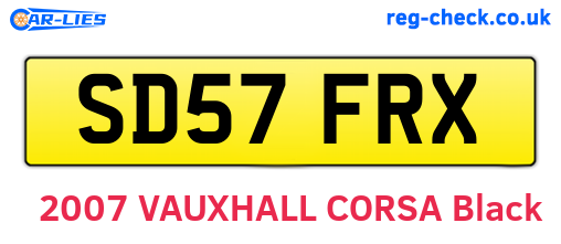 SD57FRX are the vehicle registration plates.