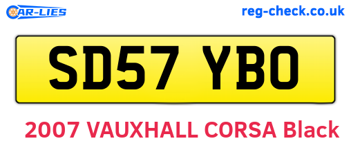 SD57YBO are the vehicle registration plates.