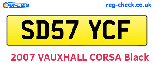 SD57YCF are the vehicle registration plates.