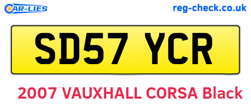 SD57YCR are the vehicle registration plates.