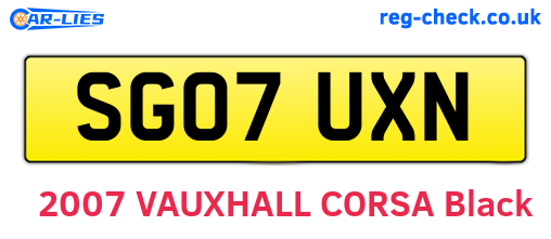 SG07UXN are the vehicle registration plates.
