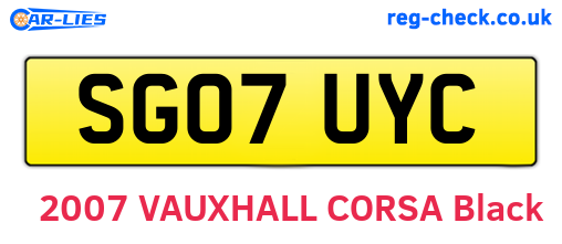 SG07UYC are the vehicle registration plates.