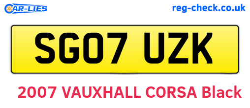 SG07UZK are the vehicle registration plates.