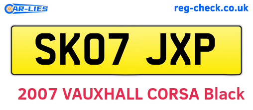SK07JXP are the vehicle registration plates.
