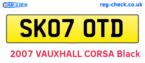 SK07OTD are the vehicle registration plates.