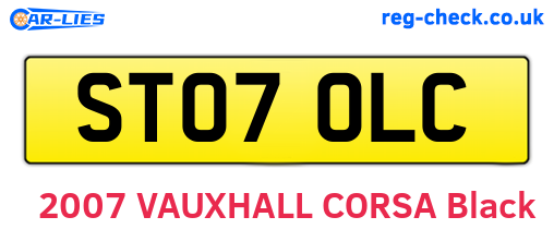 ST07OLC are the vehicle registration plates.