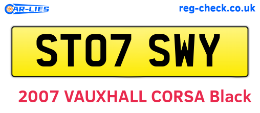 ST07SWY are the vehicle registration plates.