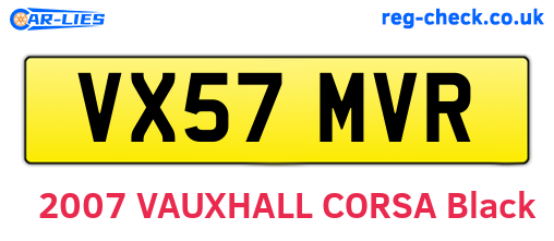 VX57MVR are the vehicle registration plates.