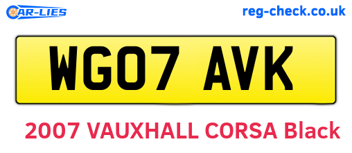 WG07AVK are the vehicle registration plates.