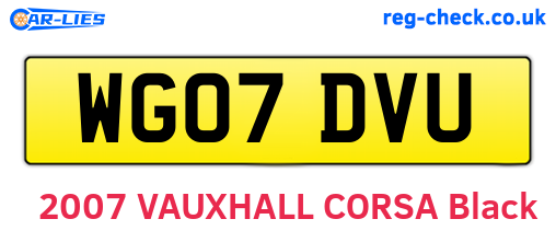 WG07DVU are the vehicle registration plates.