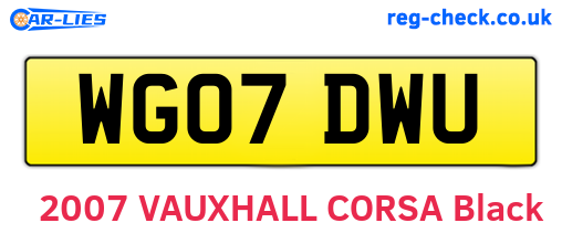 WG07DWU are the vehicle registration plates.