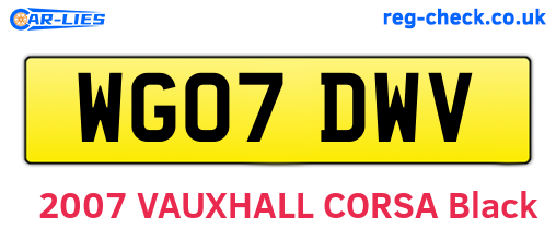 WG07DWV are the vehicle registration plates.