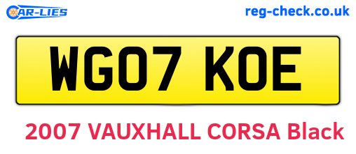 WG07KOE are the vehicle registration plates.