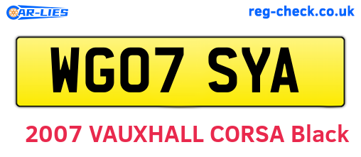 WG07SYA are the vehicle registration plates.