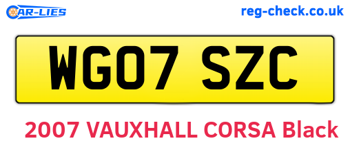 WG07SZC are the vehicle registration plates.