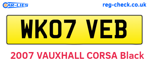 WK07VEB are the vehicle registration plates.
