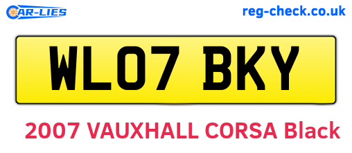 WL07BKY are the vehicle registration plates.