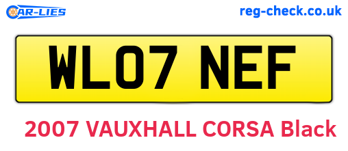 WL07NEF are the vehicle registration plates.