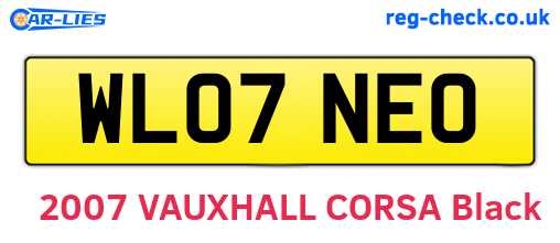 WL07NEO are the vehicle registration plates.