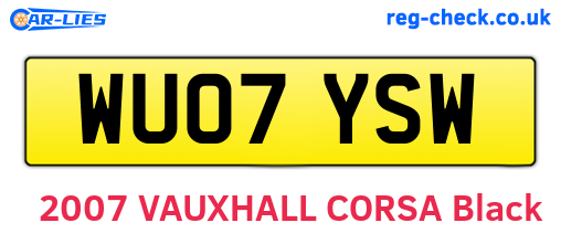 WU07YSW are the vehicle registration plates.