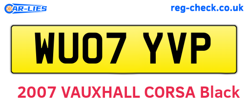 WU07YVP are the vehicle registration plates.