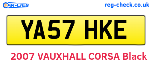 YA57HKE are the vehicle registration plates.