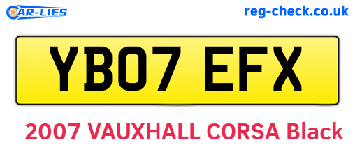YB07EFX are the vehicle registration plates.