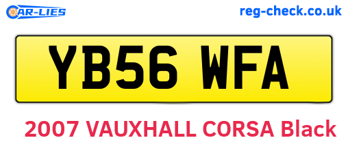 YB56WFA are the vehicle registration plates.